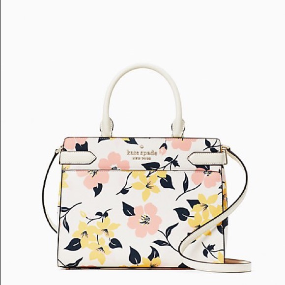 ♠️💐 kate spade Lily Blooms Printed Staci Floral Medium Satchel Bag, Cream - Picture 2 of 12